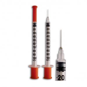 Insulin syringe with a fixed needle